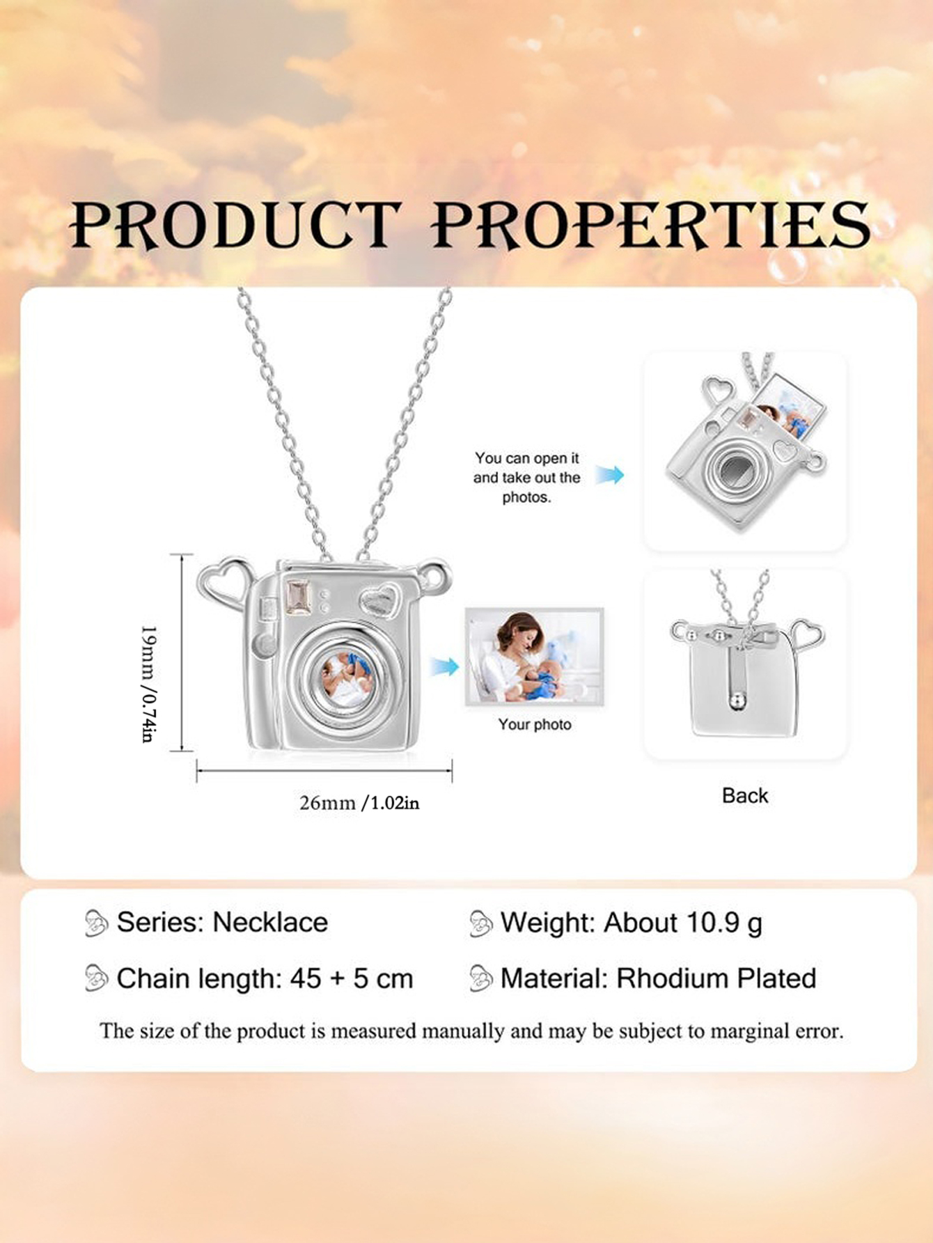 Custom Photo Camera Necklace Personalized Photos Pet Photos